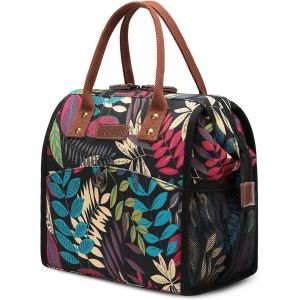 Sac Isotherme Repas Lunch Bag Sac Déjeuner Portable 10l Pour Pique-Nique/École/Travail/Familie/Enfant/Hommes/Femmes-Feuilles Multicolore Bleu - Neuf