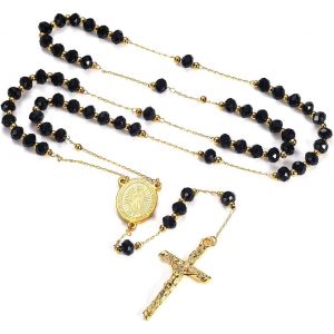 Tianyi-Collier Chapelet Catholique En Acier Inoxydable Pour Femme Homme, Chaîne De Rosaire 66cm Avec Médaille De Vierge Marie Et Pendentif Crucifix, Cadeau Bijou Pour Communion Et Baptême - Neuf