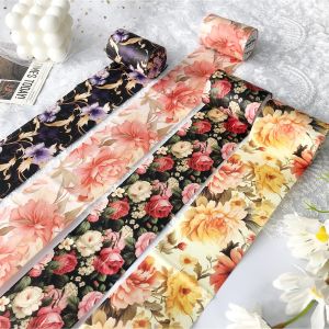 Lot De 4 Rouleaux De Ruban Adh&eacute;sif Washi-Vintage Floral-Aesthetic Washi-Masking Pro-Pour Accessoires De Scrapbooking,Bullet Journaux,Bricolage,Journaling,Art Pour L'artisanat - Neuf