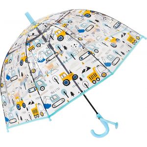 Parapluie Pour Enfants Avec Poign&eacute;e Bulldozer Parapluie Transparent 70cm/27.5" D&ocirc;me Ouverture Automatique R&eacute;sistant Au Vent Et &Agrave; La Pluie Pour Les Enfants De 3 &Agrave; 8 Ans - Neuf