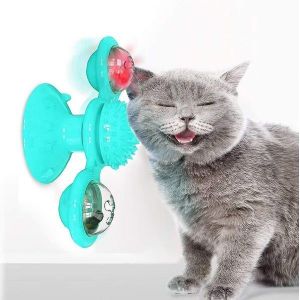 Jouet &Agrave; L'herbe &Agrave; Chat Moulin &Agrave; Vent Pour Chats D'int&eacute;rieur - Interactif, Multifonctionnel, Brosse &Agrave; Dents Et Masseur, Jeu Engageant Et Plaisir De Toilettage - Neuf