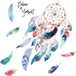 Aquarelle Stickers Muraux Enfants Attrape-R&ecirc;ves En Plumes (105x90 Cm) I Color&eacute; Autocollants Sticker Mural Chambre D'enfant Cr&egrave;che B&eacute;b&eacute; Gar&ccedil;on D&eacute;co Ado Fille D&eacute;coratifs - Neuf