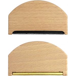 MEVRONISSHOP-Lot de 2 Peignes &agrave; Cachemire, Rasoir &agrave; Laine Manuel pour Pulls et Textiles D&eacute;licats, &Eacute;limine Les Bouloches, Manche en Bois de H&ecirc;tre - Neuf