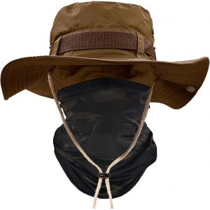 Chapeau De Soleil Hommes À Large Bord Camo Chapeau Homme Visage Écharpe Camouflage Militaire Armée Chapeau Seau Safari Chapeaux De Randonnée Chasse Maille Plage Cap.[Z113] - Neuf