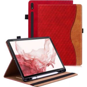 Coque Pour Samsung Tab S9 Fe+/ S9 Fe Plus 12.4 Pouce 2023 Housse Cuir Pu [Réveil/Veille Automatique] Etui De Protection Avec Support Pour Galaxy Tab S9 Fe+ Tablet-Rouge - Neuf