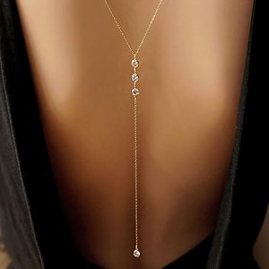 Kal-Collier De Fond En Cristal Cha&icirc;ne Or Long Cz Pendentif Y Collier Strass Collier De Fond Mariage Nuptial Collier Lariat Cha&icirc;ne De Corps Bikini Boho Bijoux De Corps Pour Femmes Et Filles - Neuf