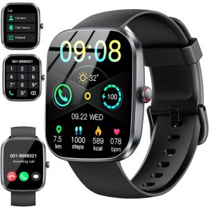 Montre intelligente pour homme et femme, 1,91'' Smartwatch, Bracelet Montre Connect&eacute;e avec appels Bluetooth, cardiofr&eacute;quencem&egrave;tre, moniteur de sommeil, podom&egrave;tre, 110+ modes sportifs, &eacute;tanche IP68 - Neuf