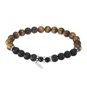 Bracelet - Lotus - Lotus Style - Perles Marrons Et Noires - &Eacute;lastique - 19 Cm - Neuf