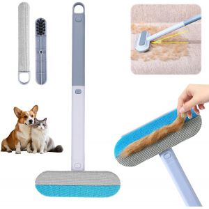 Jgd-Brosse Anti Poils Animaux De Nettoyage Multifonctionnel, 3 In 1 Pet Hair Remover Avec Long Manche R&eacute;glable, Brosse Pour Chat Et Chien, Brosse Poils R&eacute;utilisable Pour Canap&eacute;s, Tapis Et V&ecirc;tements - Neuf