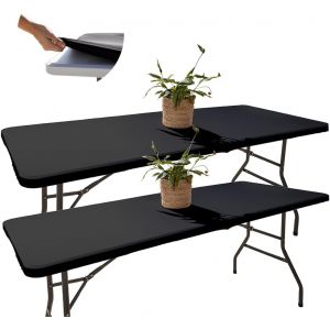 Subzonal-Lot De 2 Nappes Table Pliante 180 Cm Noires, Housses De Plateau Ajust&eacute;es (183x76), Tissu Spandex D&eacute;perlant Pour Stand, Foire & &Eacute;v&eacute;nement Pro - Neuf
