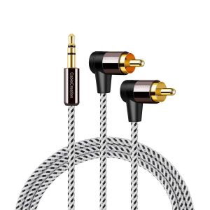 Auxiliaire mâle de de 3,5 mm vers câble RCA - Auxiliaire mâle de 3,5 mm vers angle 2RCA - Audio stéréo - Plaqué or Pour smartphones, tablettes, HDTV - 1 m 3Ft - Neuf