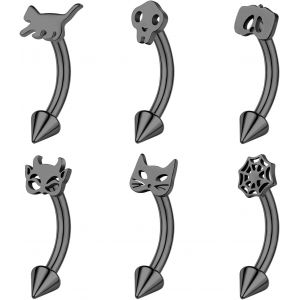 Nbgcm-6 Pièces Piercings Sourcils Acier Inoxydable 16g, Anneaux Nombril Toile D'araignée Boucles D'oreilles, Barre Incurvée Filetée À L'intérieur Pour Femme - Neuf