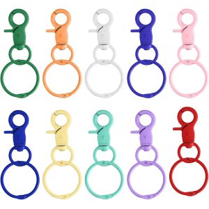 Gjhgf-Anneaux De Clés De 30mm Avec Mousqueton, Lot De 10 Porte-Clés À Rotation 360°, Crochets De Mousqueton Colorés Avec Articulation Rotative Pour Création Artisanale, Idéaux Pour Les Activités Dyi - Neuf