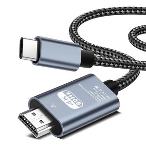 MEVRONISSHOP-C&acirc;ble USB C vers HDMI 4K60Hz T9 2 m tress&eacute;, adaptateur HDMI vers USB C, c&acirc;ble HDMI compatible avec iPhone 17/16/15 Pro Max, MacBook Pro/Air, iPad, Samsung S25/S24, Dell, Surface - Neuf