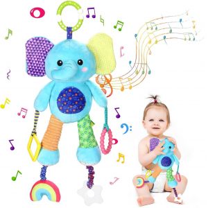 TDRFL-Bébé Jouet De Poussette,Jouets D'Éveil Bebe 0 3 6 12 Mois,Spirale D'Activité Bébé Jouet,Hochet Jouets Animales,Jouets Doux De Bébé De Hochets (Éléphant) - Neuf