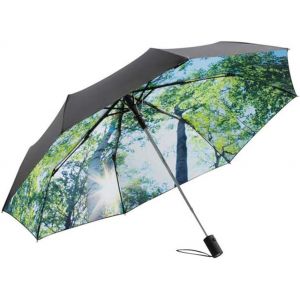 , Parapluie Pliant Femme/Homme Noir, Syst&egrave;me Ouverture Automatique, R&eacute;sistant Au Vent, Imprim&eacute; For&ecirc;t 60 Cm - Neuf