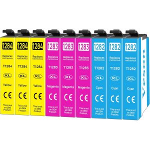 T1285 Cartouches d'encre de Rechange compatibles pour Epson T1281 T1282 T1283 T1284 avec Epson Stylus SX235W SX230 SX125 S22 SX130 SX420W SX425W SX430W BX305FW BX305F SX440W SX435(9 Pack) - Neuf