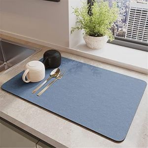 Tzf-Tapis Égouttoir Absorbant Évier, 40x50cm Tapis De Machine À Café, Silicone Antidérapant Tapis Vaisselle, Egouttoir Séchage Rapide, Tapis De Sechage Vaisselle Pour Cuisine, Bar Et Évier (Bleu) - Neuf