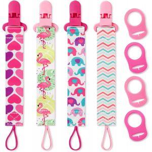 Lot De 4 Attache-Tétines Pour Bébé Avec Adaptateurs,Clips Pour Tétine De Nouveau-Né Et Cadeau De Baptême.[H96] - Neuf