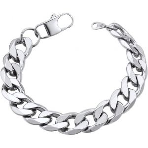 Bracelet Gourmette Homme Acier Inoxydable Gourmette Gar&ccedil;on Cha&icirc;ne Cubaine Femme Collier Poignet Fille Maille [Argent/Or/Noir] Bijoux Cadeau No&euml;l Pour Amis/S?urs/Fr&egrave;res/P&egrave;res/M&egrave;res - Neuf