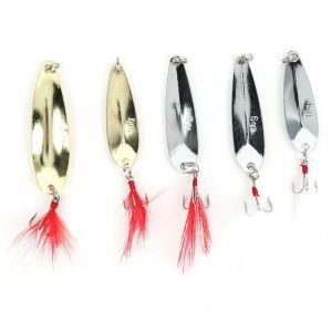 Lot De 5 Leurres Artificiels En Metal, Paillettes, Plumes, Appats Durs, Accessoires De Peche - Neuf