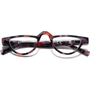 Lunettes De Lecture De Croissant En Plastique Ultra Légères Lecteur Demi-Monture Avec Fermeture Éclair À Ressort Et Couverture En Cuir - Neuf