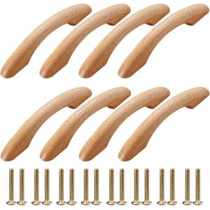 Lot de 8 poignées de meubles en bois pour porte - Neuf