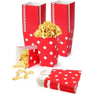lbgwp60-40Pcs Boite Pop Corn, Petite Popcorn Boîtes, Pot A Pop Corn¿Carton Bonbon Conteneur Pour Anniversaire Fêtes Noël Mariages Cinéma Collations Cadeaux Frites Candy (Rouge À Pois) - Neuf
