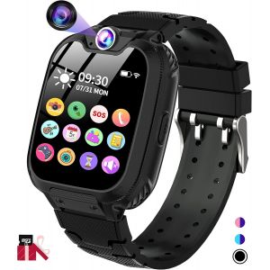 Montre Connect&eacute;e Enfant - Jeux MP3 Apel Montre Enfant Fille Garcon &agrave; &eacute;cran Tactile Cam&eacute;ra Alarme SOS Vid&eacute;o Calculatrice Calendrier avec SD Card Cadeau No&euml;l Anniversaire Enfants - Neuf