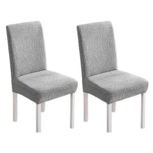 Housses de chaises de salle &agrave; manger extensibles et imperm&eacute;ables, gris clair - Lot de 2 - Neuf