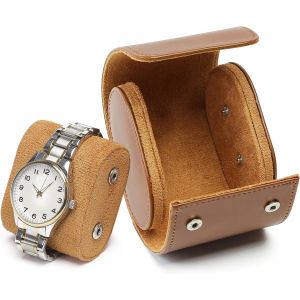 Kal-Boîte À Montre Homme, Luxe Pu Cuir Boite Montre Pour 1-3 Montres Boîte Rangement Montre, Portable Etui Montres Voyage, Coffret Montre Homme Pour Cadeau Noël Anniversaire (Brun Clair, 1-Montre) - Neuf
