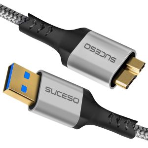 Câble USB 3.0 Mâle A vers Micro B 3.0 Câble Disque Dur Compatible avec Externe Western Digital Toshiba Canvio My Passport Elements Seagate Maxtor Samsung Galaxy S5/M3/Note 3-1M - Neuf