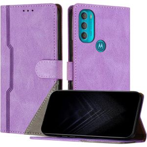 KAL-&Eacute;tui Pour Motorola Moto G71 5G, Housse En Cuir Pu Avec [Protection Antichoc Tpu] [Fonction Support] [Porte-Cartes ] Antichoc Magn&eacute;tique Coque Pour Moto G71 5G - Violet - Neuf