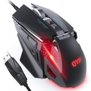 Souris de jeu 7200 DPI r&eacute;glable USB RGB LED pour grandes mains, 8 souris PC programmables, ergonomique, ordinateur de bureau, ordinateur portable, gamer, avec c&acirc;ble tress&eacute; de 1,67 m - Neuf