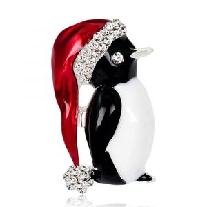 Cadeau De No&euml;l De La Mode De La Personnalit&eacute; De No&euml;l Pingouin Femmes Broche De Strass Couverts Foulards Ch&acirc;le Clip Pour Les Femmes, Les Dames(Argent) - Neuf
