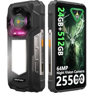 Ulefone Armor 33 Telephone Portable Incassable, 24Go+512Go/SD-2To 25500mAh 66W AI Smartphone 118dB Speaker Camera 50MP + 64MP Vision Nocturne, 6,95"" FHD+ 120Hz Android 15/1100LM LED/3-Slots/NFC - Neuf