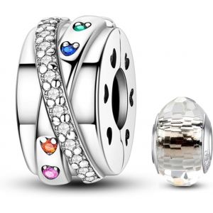 Eryi-925 En Argent Sterling Stopper Spacer Bead Charme Pour Femme Clip Charms Perles Compatible Avec Le Bracelet Pandora (With One Space Bead) - Neuf