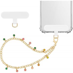 Kal-Bracelet De Téléphone En Diamant Coloré, Cordon De Téléphone Universel Avec Languette D`Attache, Sangle De Bracelet De Téléphone Portable Mains Libres Amovible Iphone, La Plupart Smartphones, Or - Neuf