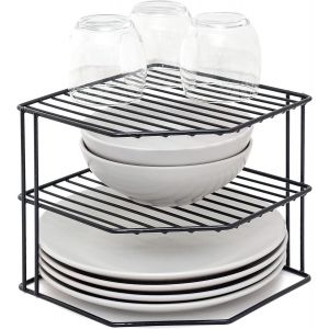 Eryi-- Range-Assiettes À 3 Niveaux - Organisateur De Placard De Cuisine - Noir - Neuf
