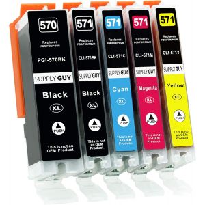 5 Ink Cartridges with Chip Compatible with Canon PGI-570 CLI-571 for Pixma MG5750 MG5751 MG5752 MG5753 MG6850 MG6851 MG6852 MG6853 TS5050 TS5051 TS5053 TS5053 TS5053 TS50553 TS50553 TS50553 - Neuf