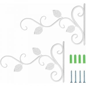 2 Pcs Crochet Suspension Plante (Blanc) Suspension Mural Plante Crochets ,Porte Plante Mural ,Crochet Panier à Fleurs Mural en Fer Forgé - Neuf
