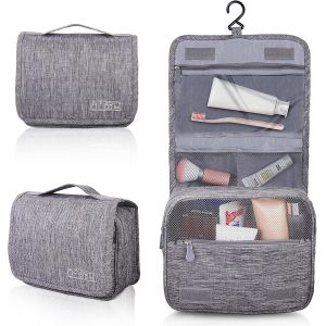 Trousse de toilette pliable et grande capacité pour homme et femme, trousse de toilette multifonction étanche avec crochets - Neuf