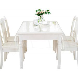 ChenQuanSarl-Nappe Transparente, 140 X 220 Cm, Imperméable Et Transparente, Lavable, 0,13 Mm D'Épaisseur, En Pvc Transparent, Rectangulaire, Anti-Graisse, Convient Pour L'Extérieur - Neuf