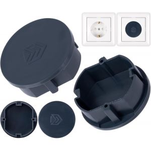 Cache-prise, 4 pi&egrave;ces, en gris, protection de prise contre la poussi&egrave;re, les &eacute;claboussures, pour prise SchuKo type F, couvercle pour bloc multiprise, prises multiples, enrouleur de c&acirc;ble, cuisine - Neuf