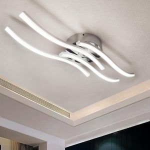 Subzonal-Plafonnier Led, Lustre Led Moderne 28w 2800 Lumen Plafond Luminaire En Forme De Vague, Blanc Froid 6000k Plafonnier Courb&eacute; Pour Couloir Chambre Cuisine Salon - Neuf
