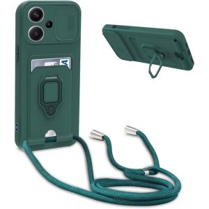 Ayu-Coque Avec Cordon Pour Realme C53 / Realme C51,Collier Pour Étui Colliers De Cellulaire Réglable Corde Silicone Souple Case,Protection De La Caméra,Support,Porte Cartes - Vert - Neuf