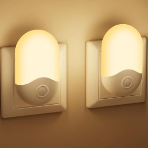 Veilleuse Enfant Avec Capteur De Crépuscule [Lot De 2], Auto On/Off, Veilleuse Bébé Avec Prise, Lampe De Nuit Pour Couloir, Cuisine, Salle De Bains, Blanc Chaud, 0,5 W, 30lm - Neuf