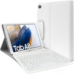 Chenquansarl-Étui De Protection Blanc Clavier Azerty Bluetooth Pour Galaxy Tab A8 10,5 Pouces 2021 2022 (Sm-X200/Sm-X205) - Neuf