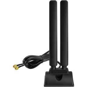 SUBZONAL-Antenne WiFi 6E Tri-Bande 2.4GHz 5.8GHz 6GHz RP-SMA Amplificateur Signal WLAN Base Magnétique avec 2M Câble Extension pour routeur Wi-FI, Carte WLAN, Carte PCI PC, Carte mère Bluetooth - Neuf
