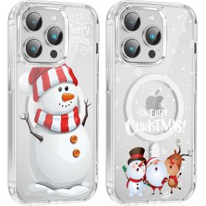 TRAHOO-2 Pi&egrave;ces No&euml;l Coque Magn&eacute;tique pour iPhone 15 Pro Max 6,7'', Etui en Motif Dessin Cadeau de No&euml;l Compatible avec MagSafe, Housse Christmas Silicone Bumper Cover pour iPhone 15 Pro Max, No&euml;l 07 - Neuf